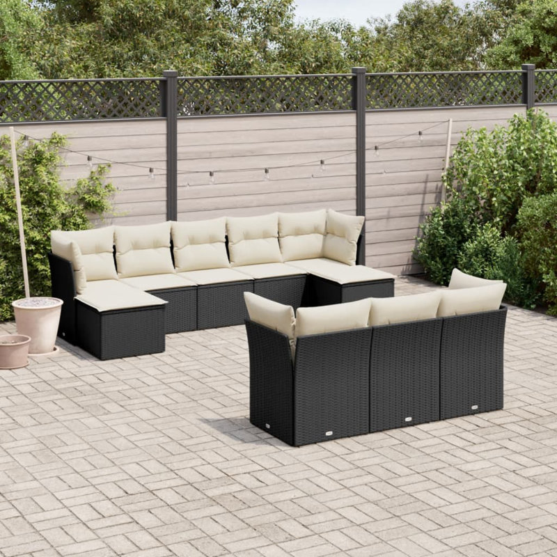 Ensemble de canapé de jardin Vidaxl noir, blanc crème