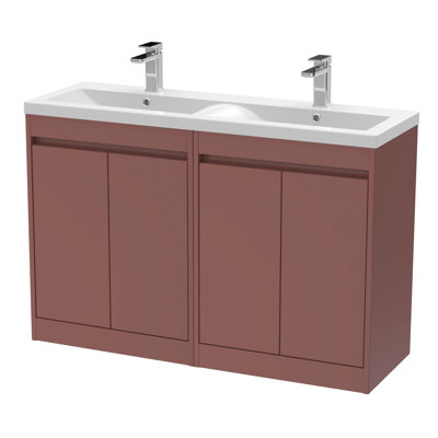 nuie Havana 1200mm Soft Linen 4 Door Floor Standing Vanity Unit With Ceramic Basin