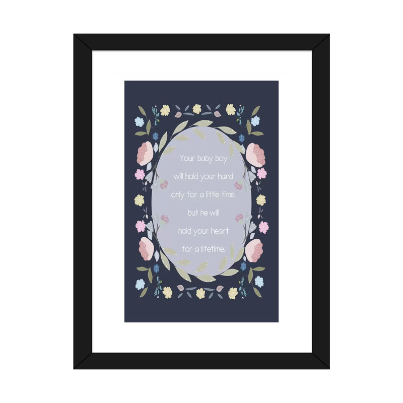 Décoration murale bébé citation à la main pour enfant, H 32 po x l 24 po x P 1 po, Papier encadré noir