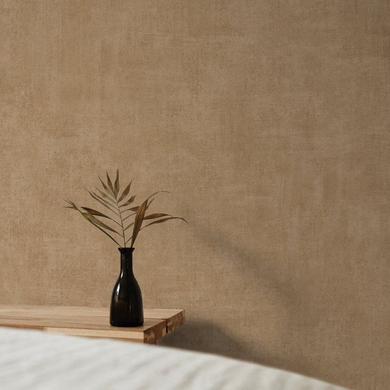 Orom II Collection Patinated Plain Wallpaper Roll, Brown