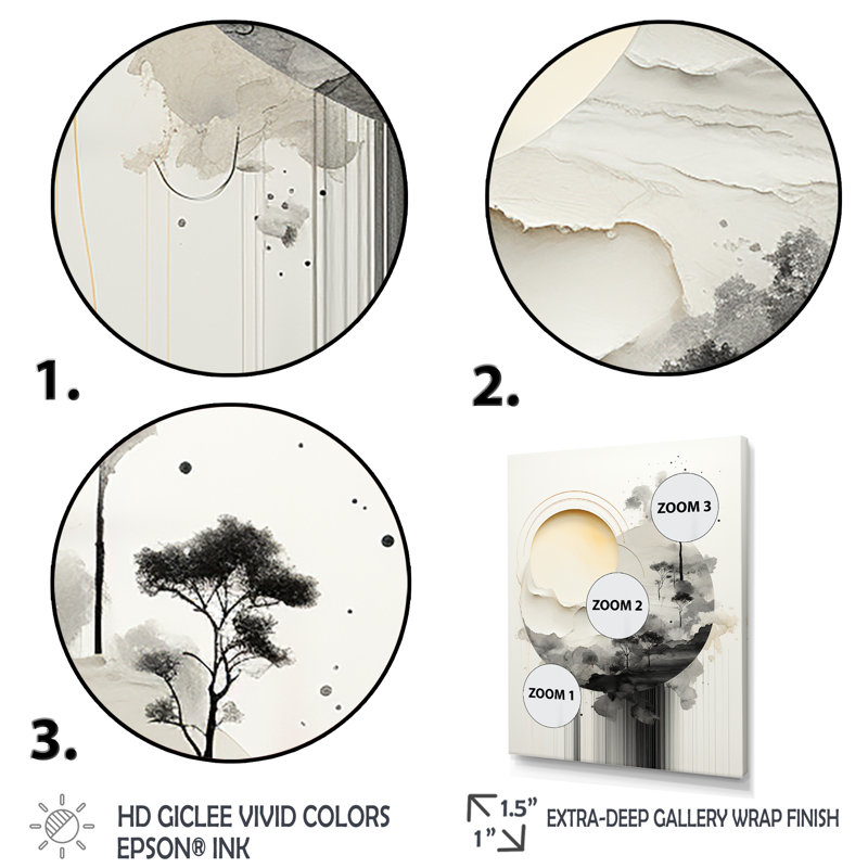Monochre Mirage Lansdcape 3 - Paysage abstrait, art mural, Cadre simple noir, H 20 po x l 12 po x P 1 po