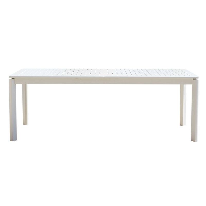 Table de salle à manger extensible en aluminium Gussy, Blanc