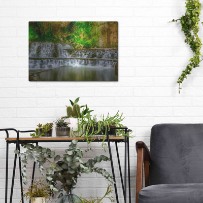 Art mural en métal luxueux «Riverwalk Waterfall 1» par Grace Fine Arts, 24 po x 16 po