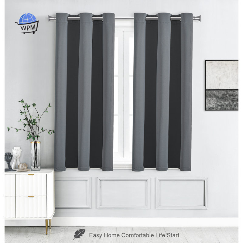Blackout Drapes Curtains / Drapes Pair, Gray, 42" W x 45" L
