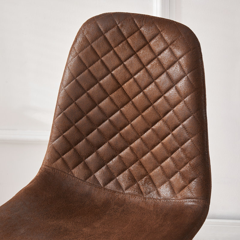 Kaylani Modern Upholstered Dining Chair, Brown Suede, Black, 4