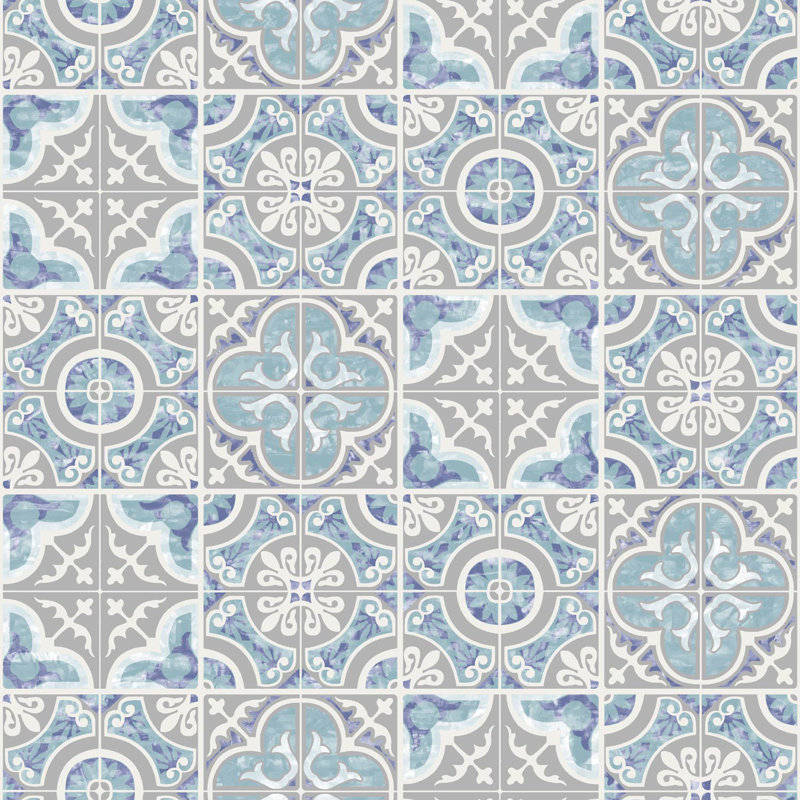Iyanna Mosaic 10m x 53cm Wallpaper Roll, Blue