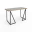 Bureau en bois d'acacia massif Moritz de 47 po avec port de chargement USB, bureau d'écriture d'ordinateur industriel avec base en métal, gris fumée