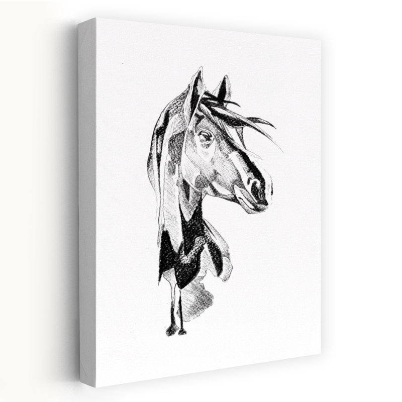 Croquis dynamique de cheval - Art mural abstrait moderne et contemporain, H 48 po x l 32 po
