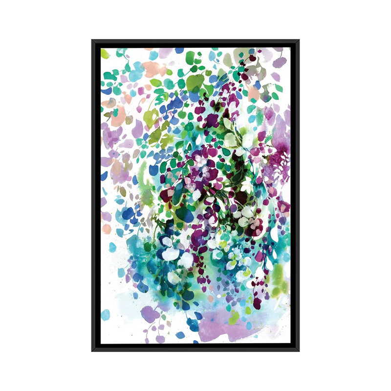 Petals And Leaves by CreativeIngrid - Painting on Canvas, Black Framed, 152.5 cm H x 101.5 cm W