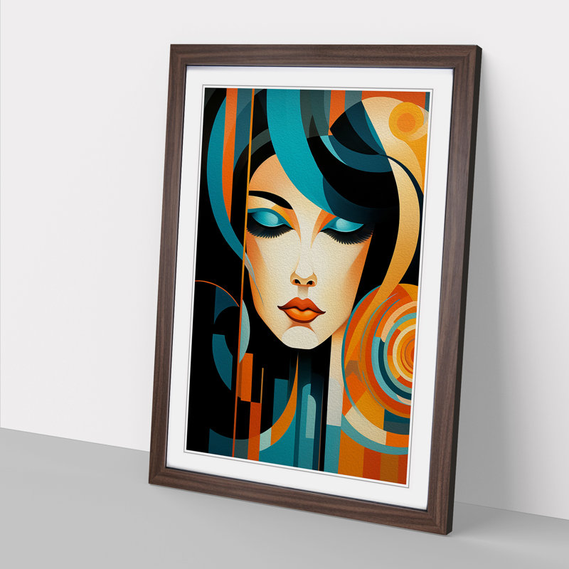 Single Picture Frame Print on Wood, 64cm H x 46cm W, Walnut Framed