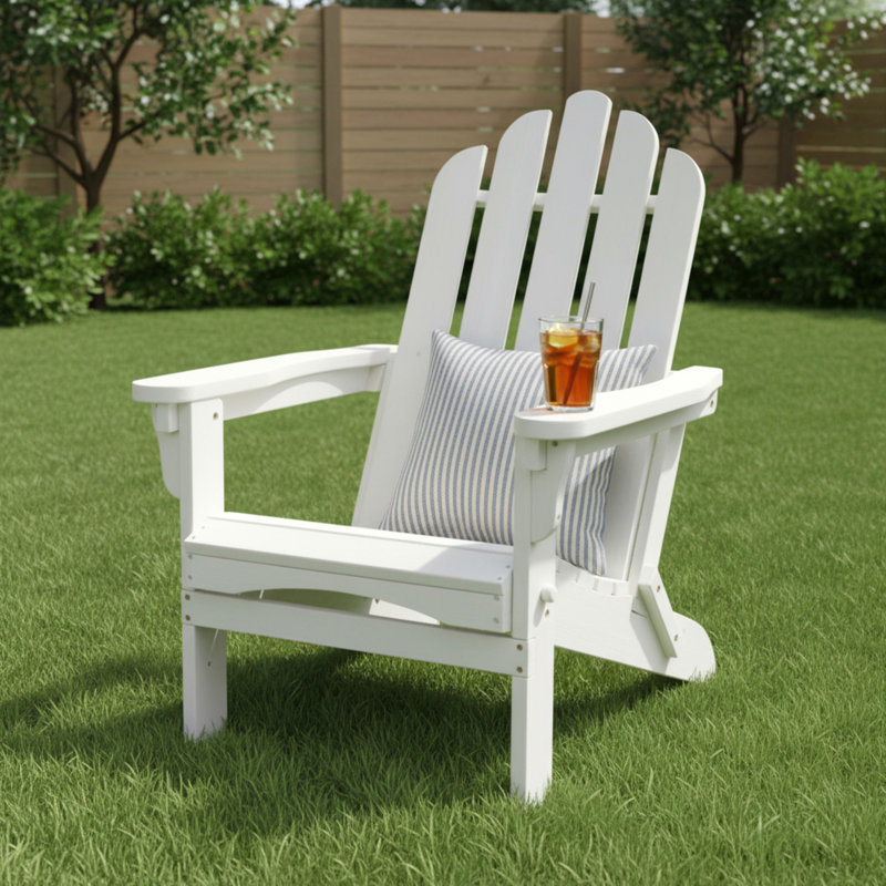 Chaise Adirondack pliante en bois massif Breeona, Coquille d'œuf