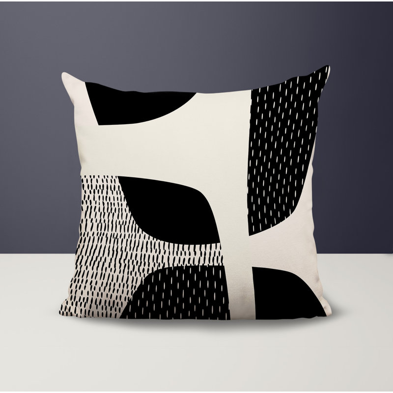 Coussin carré intérieur / extérieur pia, H 19 po x l 19 po, Off-White/Black
