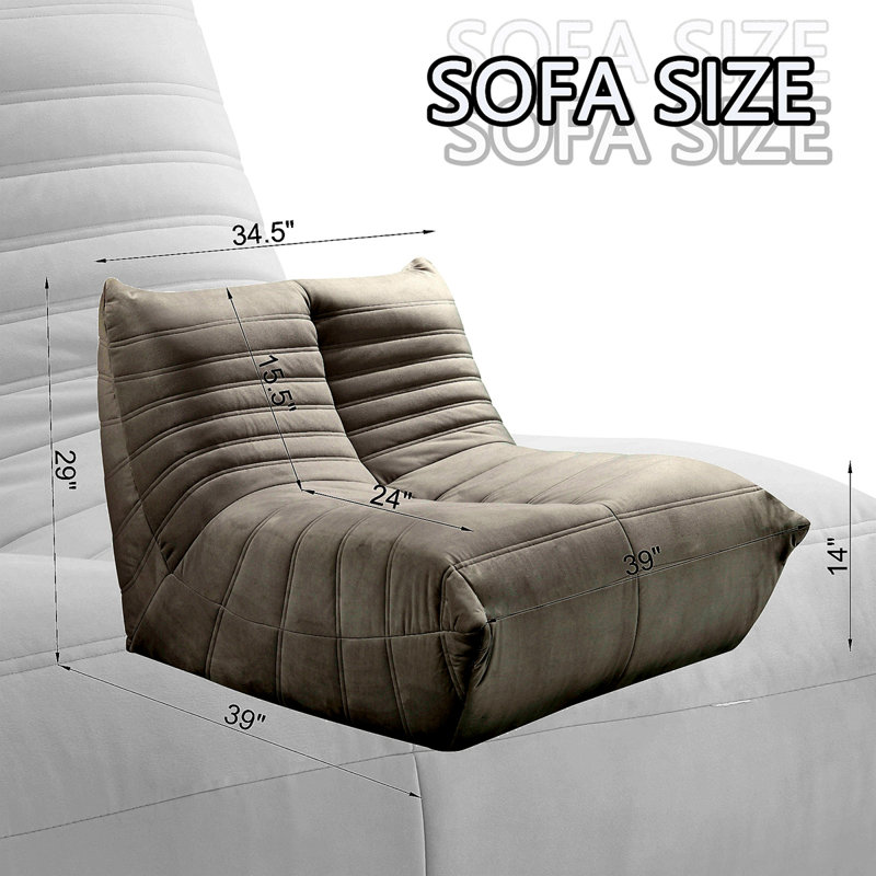Canapé paresseux confortable avec éponge à haute résilience et tissu de flanelle pour la détente, Flanelle gris clair