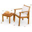 Ensemble 3 pièces de chaises de bistro d'extérieur avec coussins résistants à l'eau et table basse pour jardin sur la plage, blanc