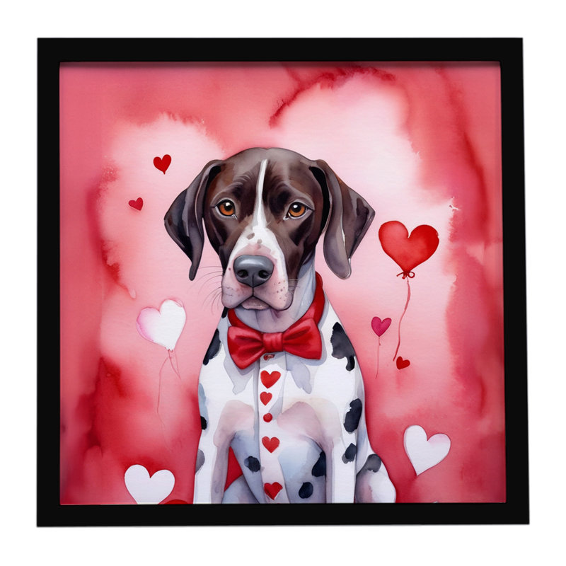Pointer My Valentine Framed Metal Print