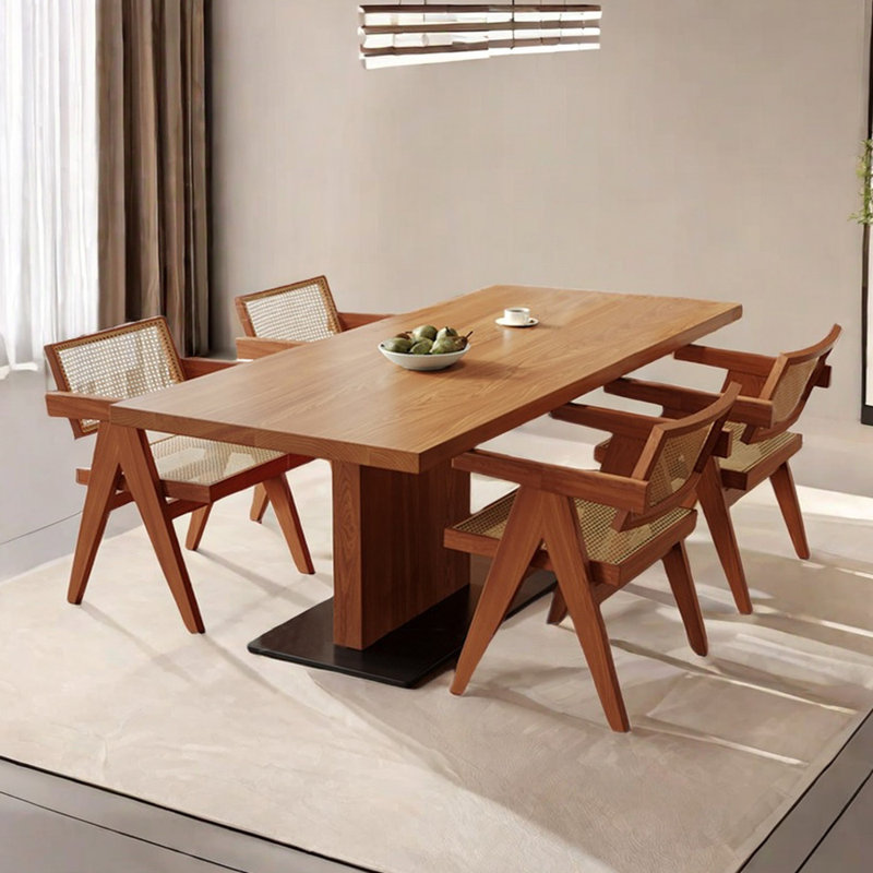 Solid wood ash dining table set, 29.53"H x 78.74"L x 35.43"W