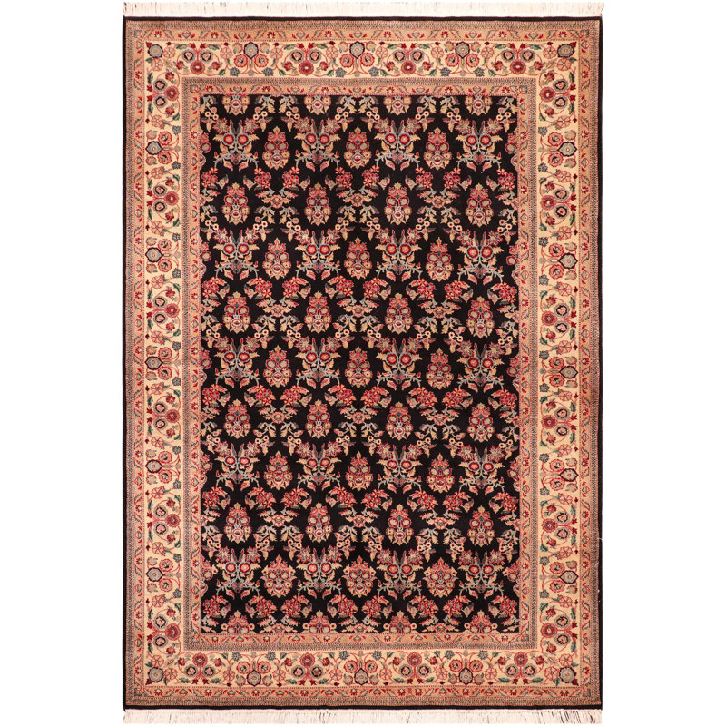 Tapis noir / brun unique de 6 pi x 8 pi 11 po Bagdai