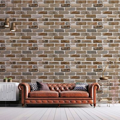 Rustic Multicolor Brick Wall Mural