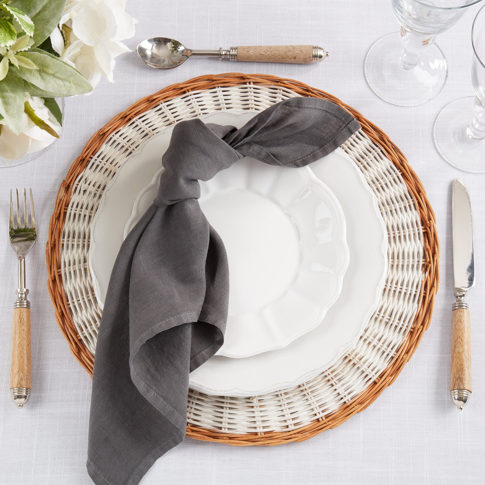 Caliban Reversible Linen Napkin, Slate