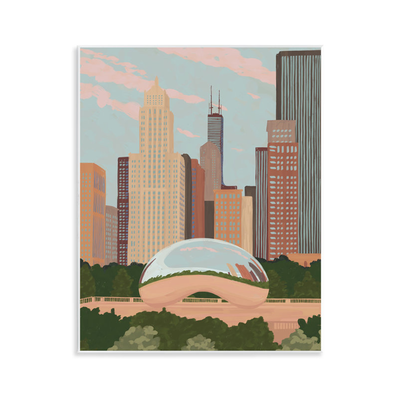 Plaque murale Chicago Bean Cityscape, design par Veronica Lara