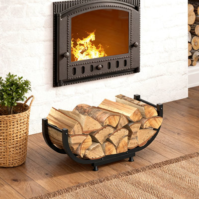 Heavy Duty Firewood Rack For Indoor And Outdoor Use, Sturdy Iron Log Holder With Large Capacity Storage For Fireplace And Fire Pit