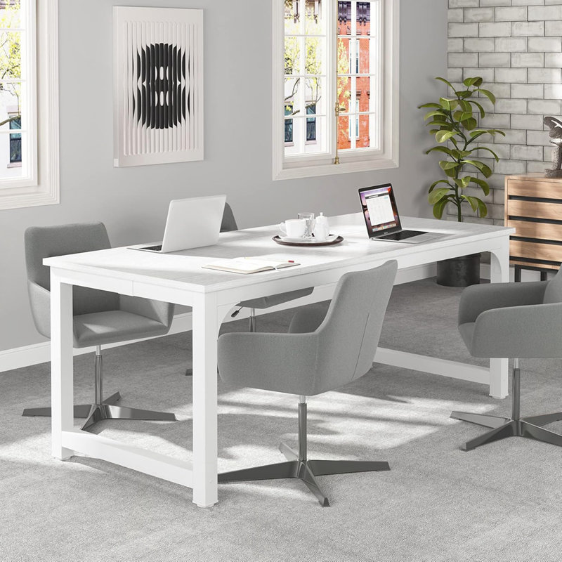 Bureau de direction 70,8 ", Blanc / blanc