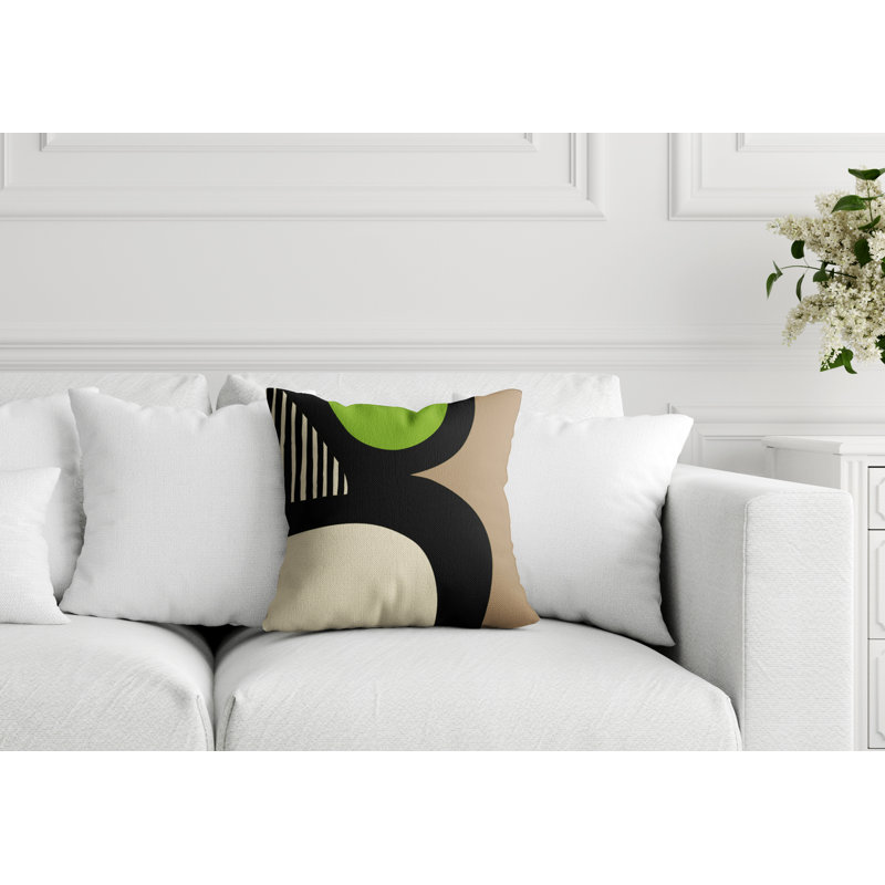 Lara Abstract Outdoor Reversible, 15" x 15", Chartreuse/Off White