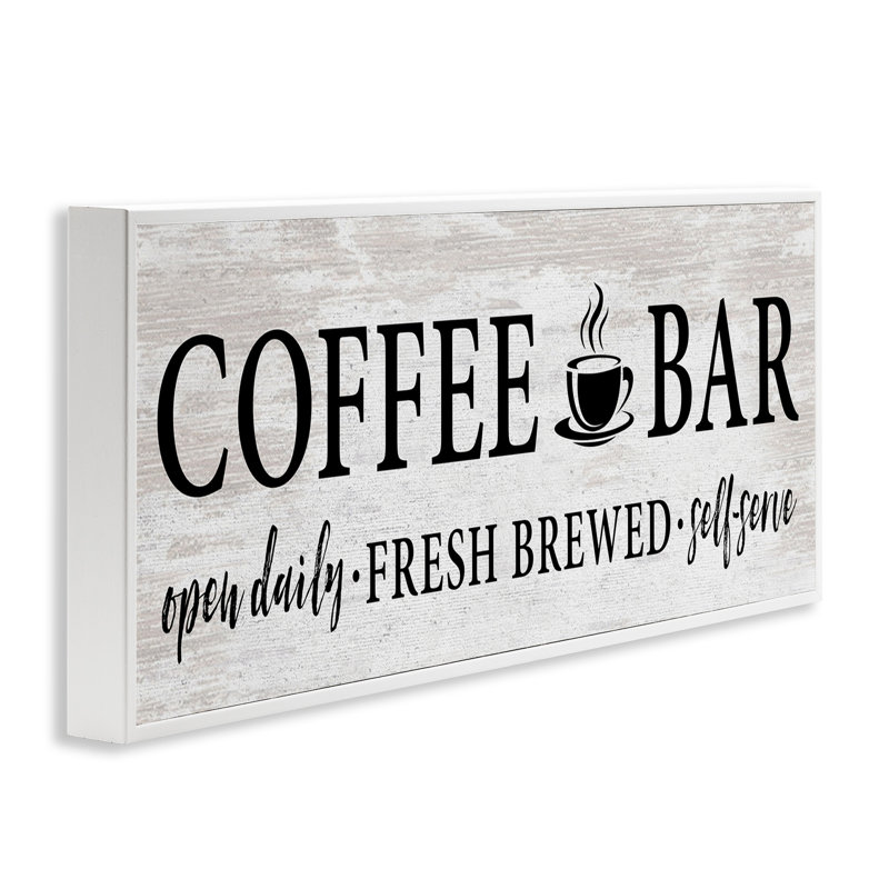 Plaque de café, H 13 po x l 30 po x P 1,5 po, Giclée encadrée blanc bord de mer