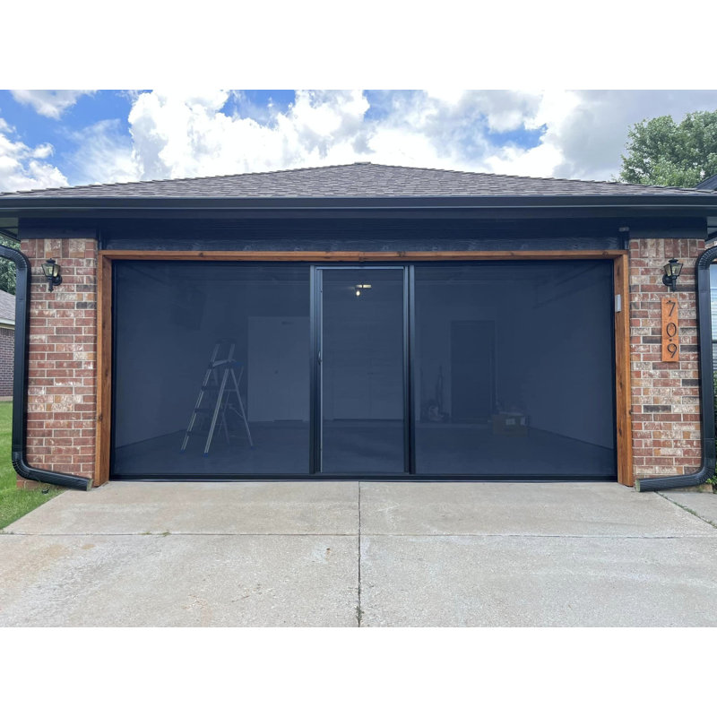 Paravent de porte de garage simple de 7 pi de haut l 12 pi x H 7 pi sans porte de passage, H 7 pi x l 10 pi, Noir