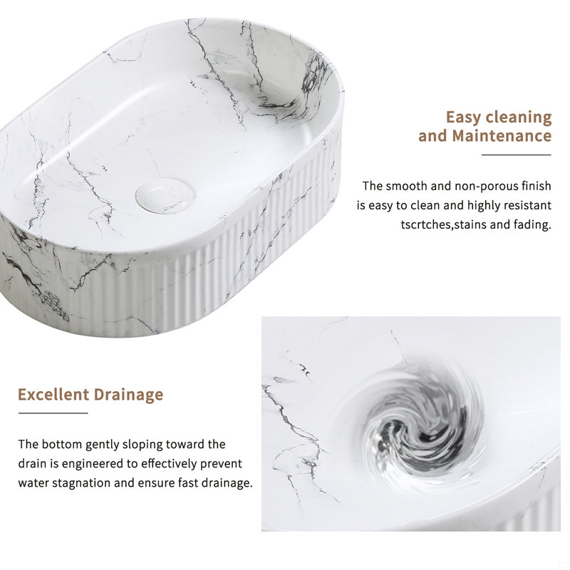 Évier de salle de bain ovale 19 po x 12 po