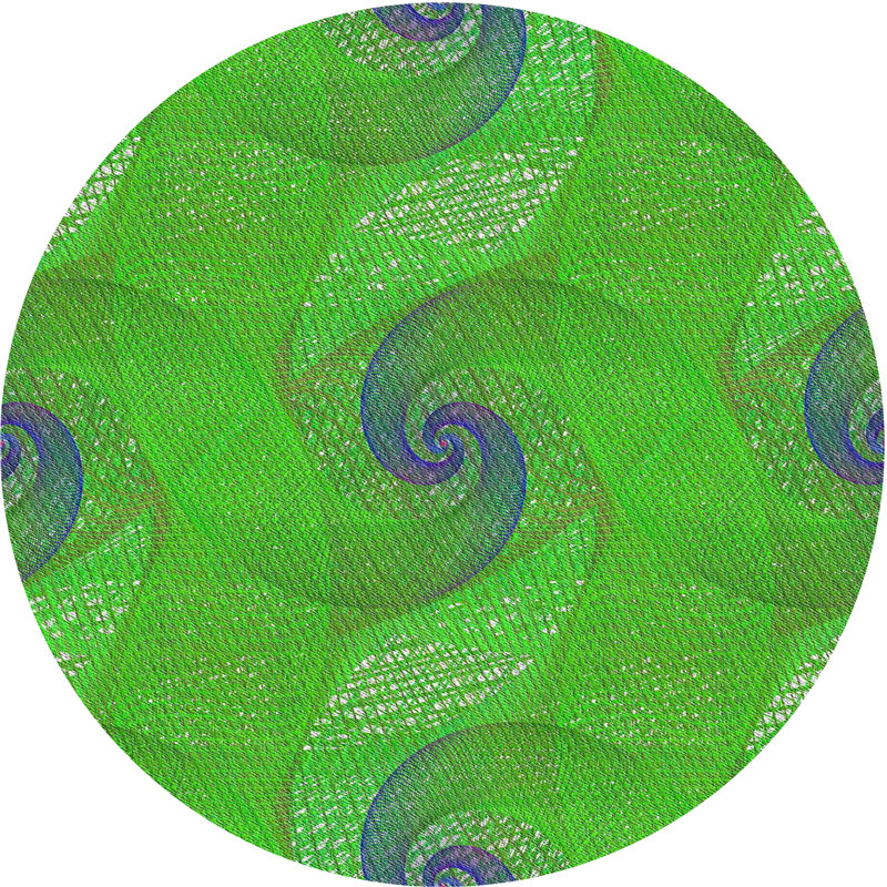 Laine tissée à la machine abstraite et polyester vert/jaune Tapis décoratif, Rond 4 pi
