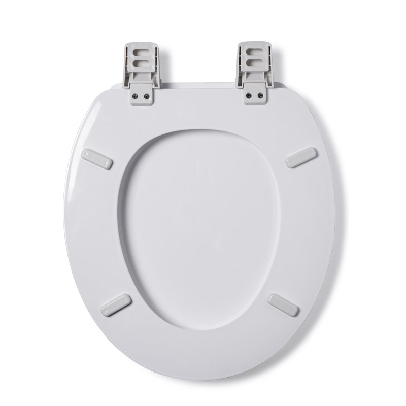 Shell Design Wooden Toilet Seat White, Stick 'n' Lock Hinges