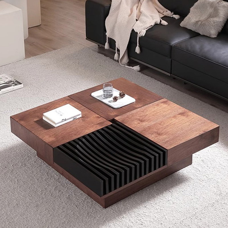 Square solid wood creative premium tea table, 11.81" H x 39.37" L x 39.37" W