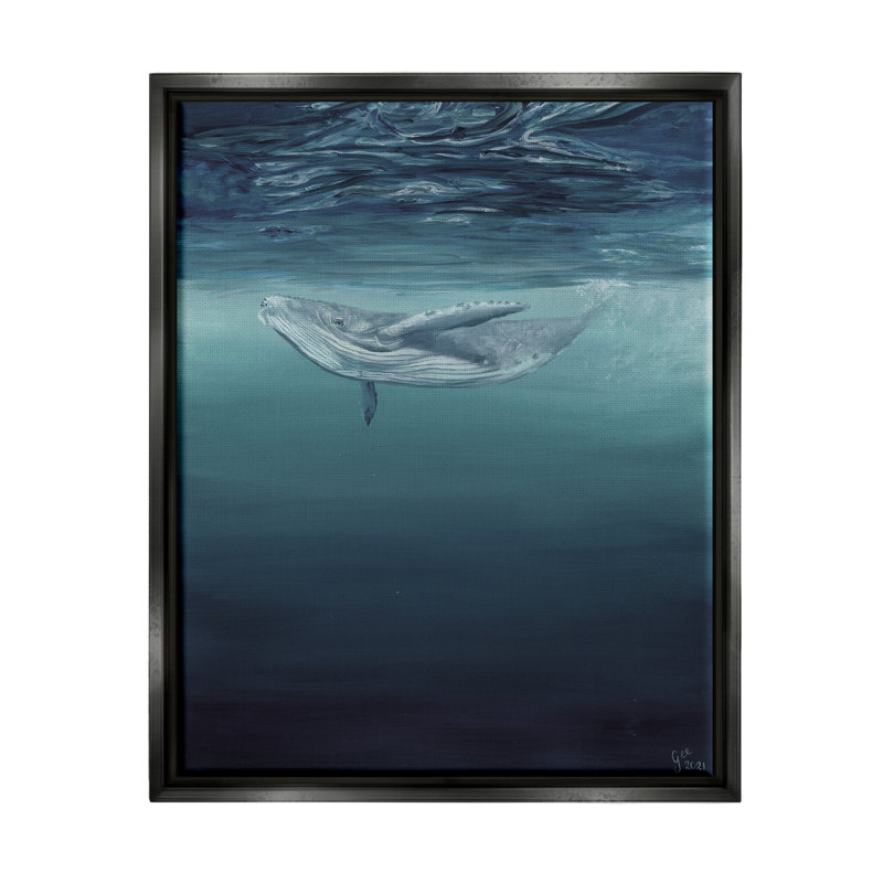 Baleine nageant sous l'eau par Stupell Industries par Georgie Harrison, H 21 po x l 17 po x P 1,7 po