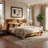 Arlo Modern Glam Upholstered Bed Frame with Thick Curved Headboard and Solid Wood Legs-125959312