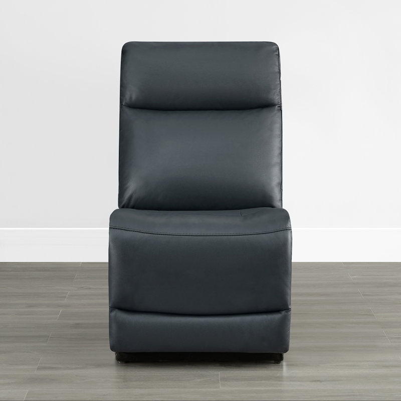 Chaise sans accoudoirs en cuir véritable, Marine