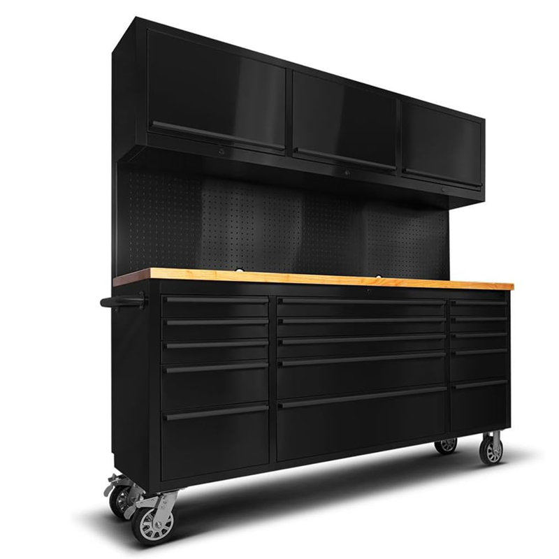 Coffre à outils 15 pouces AnorTrek avec 3 tiroirs et panneau perforé, armoire à outils roulante avec tiroirs pour le garage, noir