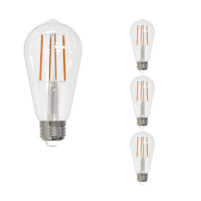 LED Filament Pack of (4) 13 Watt Dimmable ST18 Light Bulbs with a Clear Finish and Medium (E26) Base