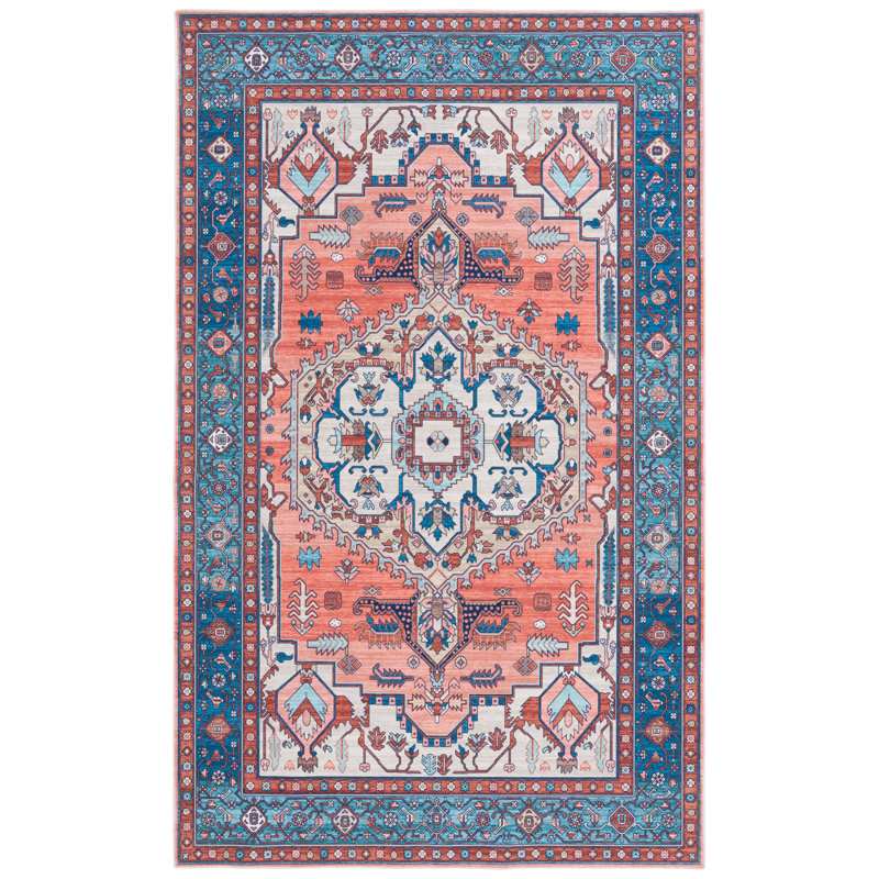 Tapis Arizona 105 rouille / bleu marine, Rectangle 4 pi x 6 pi