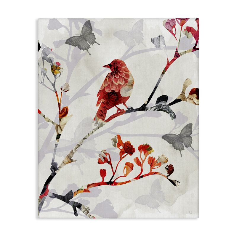 Art mural sur toile à motif d'oiseaux sur des branches par Susan Jill, H 30 po x l 24 po