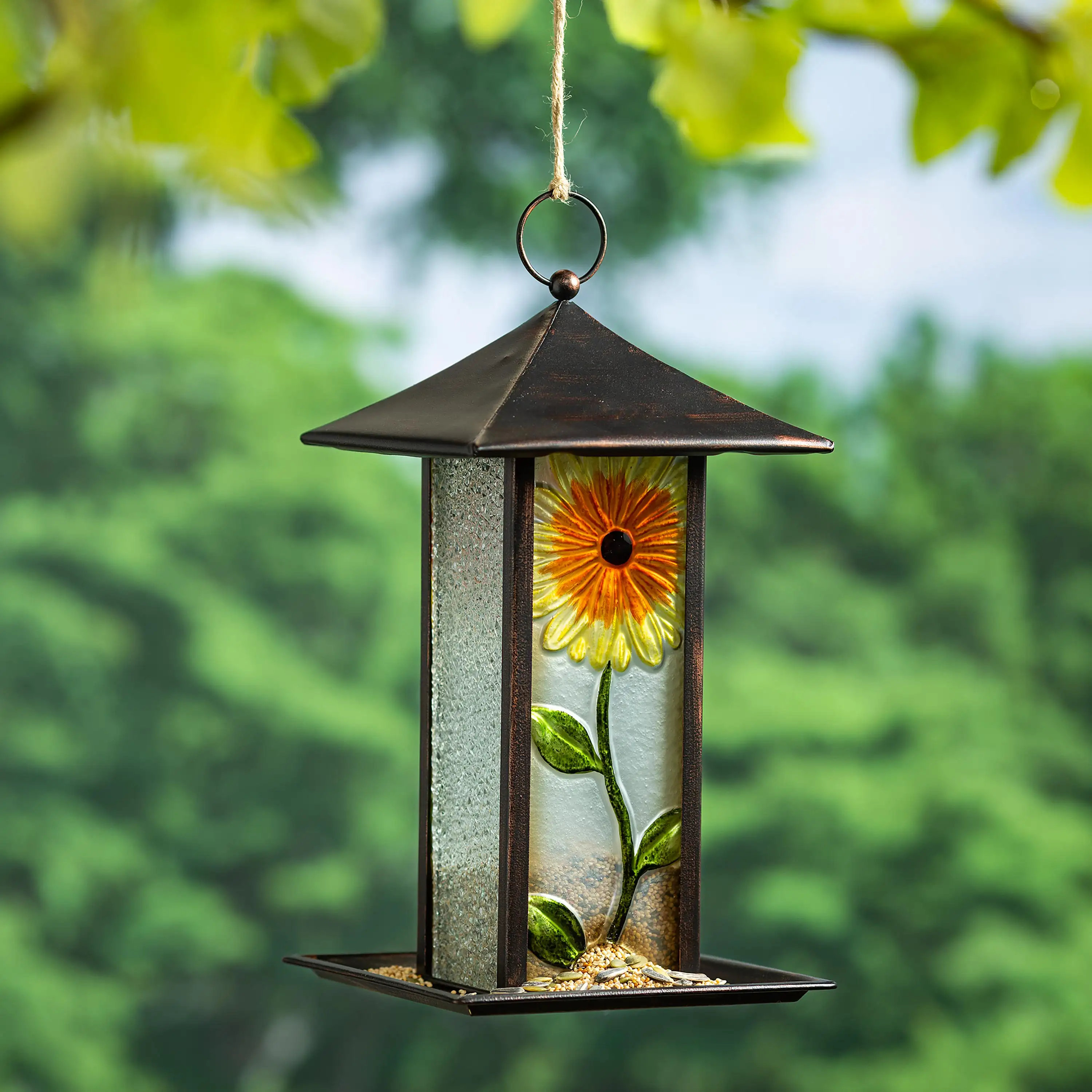 Plow & Hearth Glass Hanging Decorative Bird Feeder | Wayfair