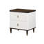Table de chevet moderne à 2 tiroirs avec finition USB blanche et brune avec port USB