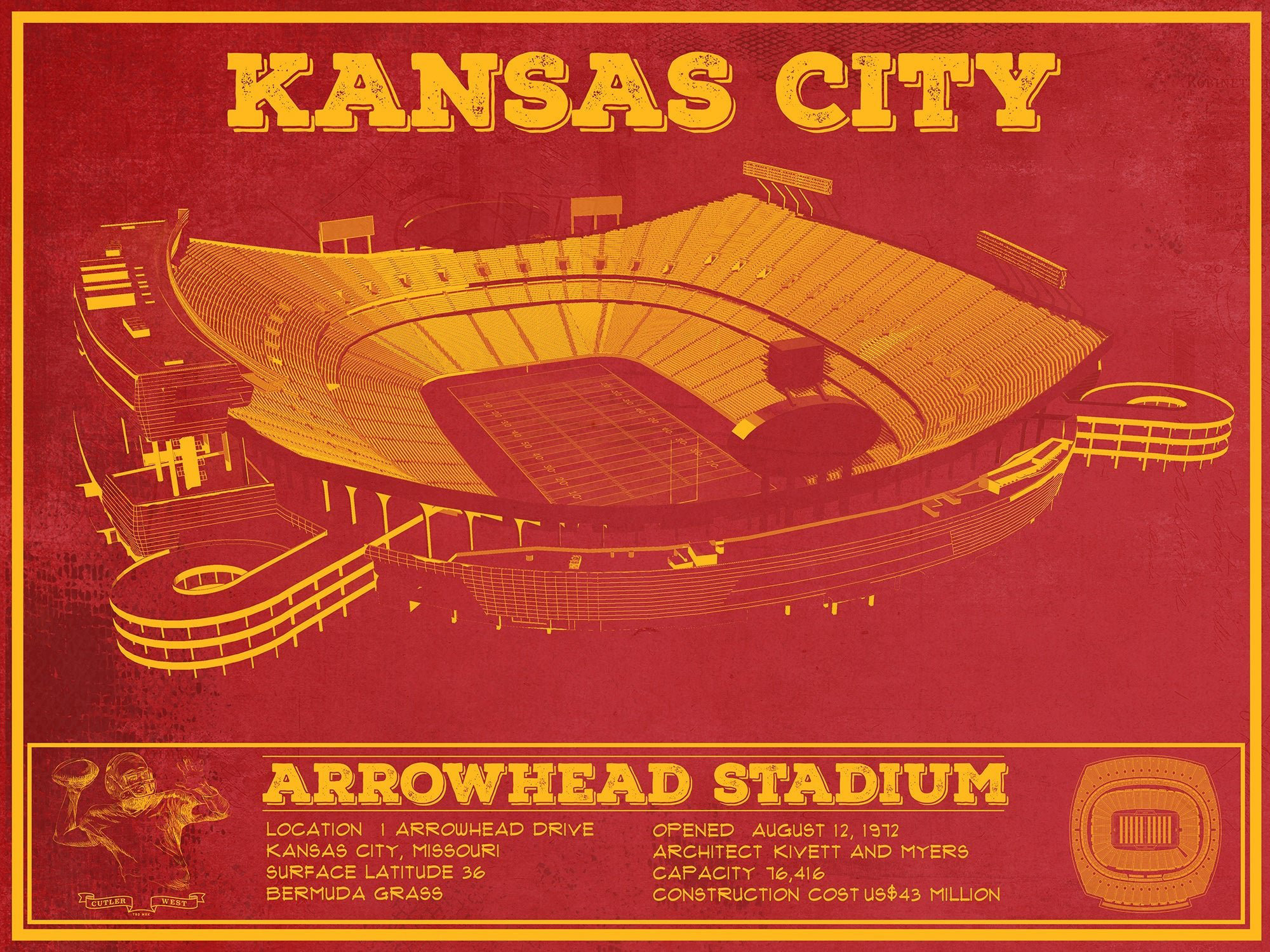 Kansas City Chiefs Arrowhead Stadium 3D Stadiumview Wall Art