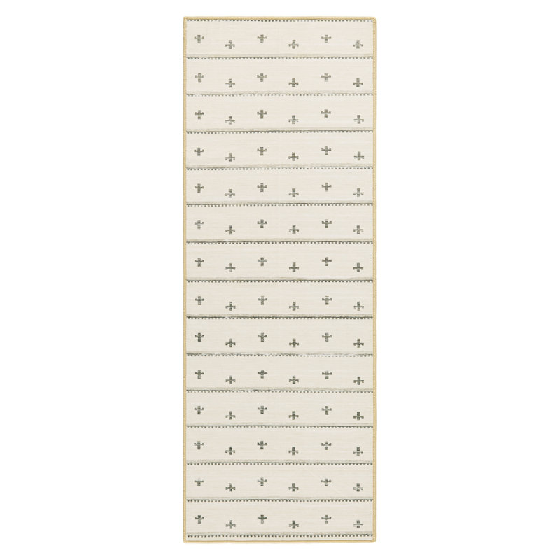Tapis lavable à la machine avec technologie AirFlo EVERWASH Haven Scandinavian Stripe, beige / brun, 2 pi 6 po x 7 pi, 2 x 7