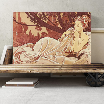 Dusk by Alphonse Mucha - Wrapped Canvas