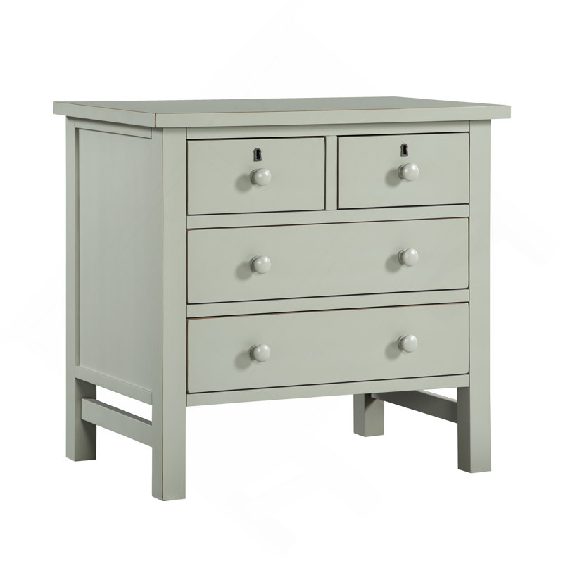 Table de chevet à 4 tiroirs avec rangement, Gris antique