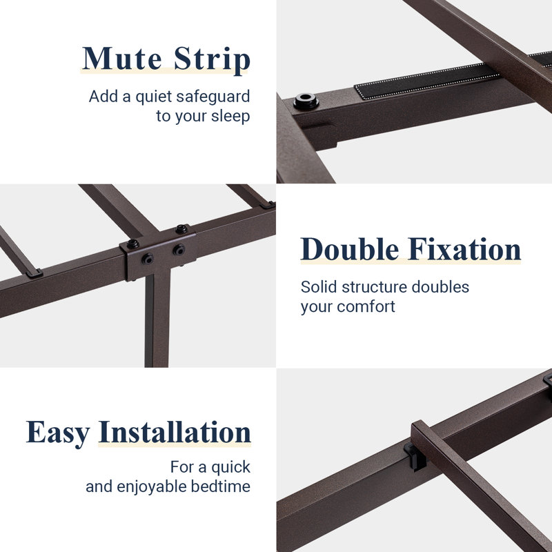 Bloneva Metal Open-Frame Bed, Queen, Brown