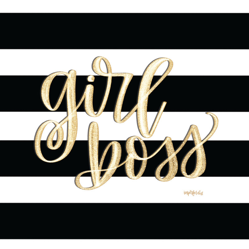 Girl Boss - Art textuel, H 20 po x l 20 po, Oui, Cadre photo noyer