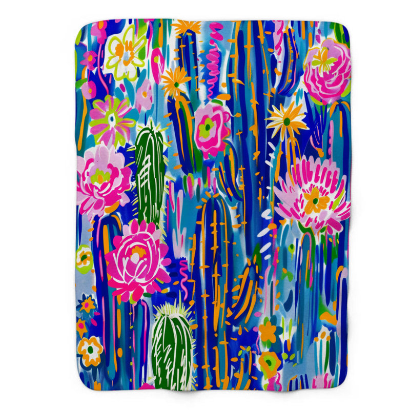 Desert Flora - 1 pièce Sherpa Premium, L 60 po x L 80 po