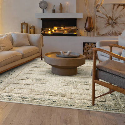 Faysal Bastion Oatmeal Abstract Handmade Wool Area Rug